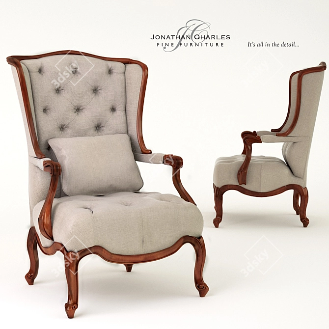 Elegant Wing-Back Chair 3D model image 1