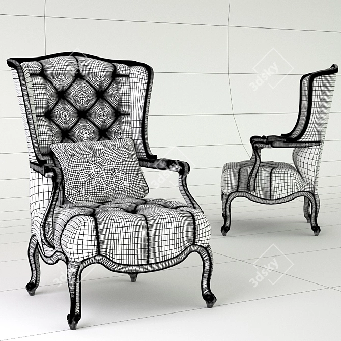 Elegant Wing-Back Chair 3D model image 2