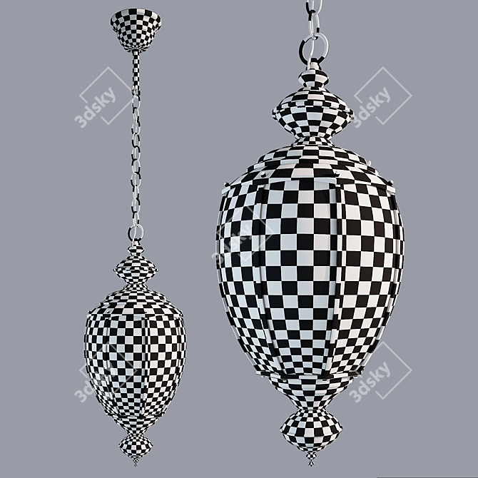 Antique Bronze Glass Plate Pendant 3D model image 3