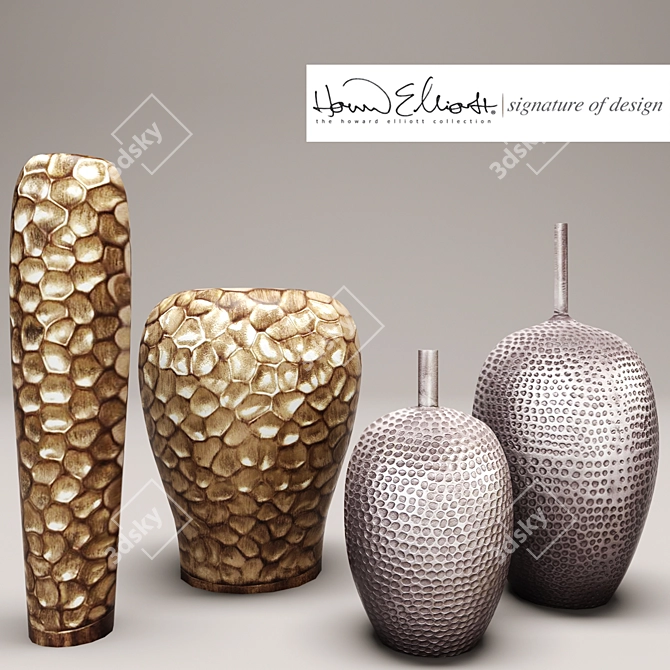 Elegant Metal Vases Collection: Howard Elliott 3D model image 1