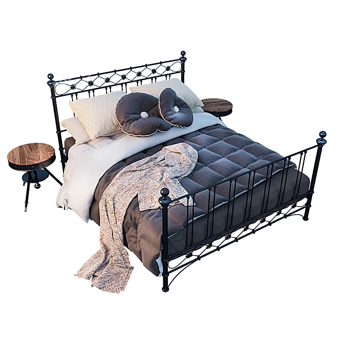 Zenith Metal Minimalist Bed 3D model image 1