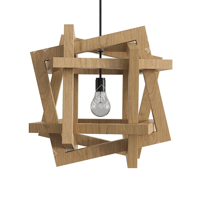 Rustic Wooden Chandelier 3D model image 3