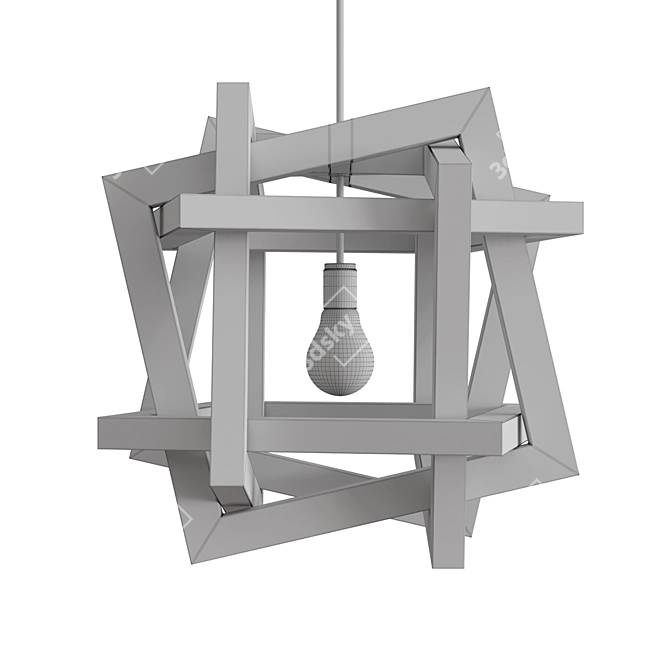 Rustic Wooden Chandelier 3D model image 4