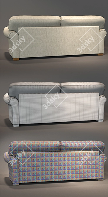Silver RoyBosh Sofa - Stylish and Spacious 3D model image 3