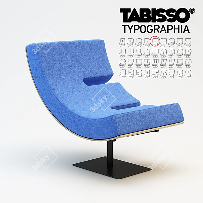 Tipographia Chair: Unique Alphabet Design 3D model image 1