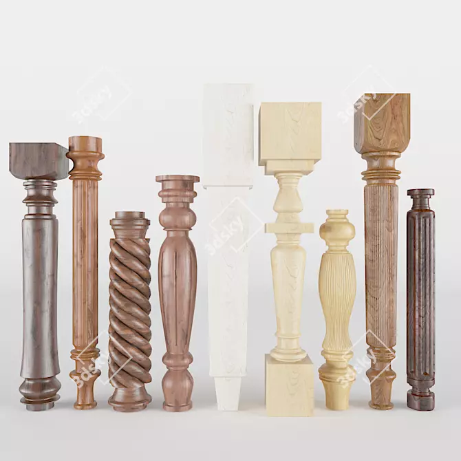 Wooden Furniture Legs Set 3D model image 1