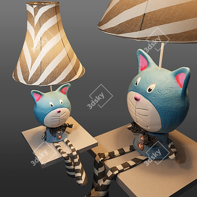 Kitty Kids Lamp: Adorable Cat Head 3D model image 1