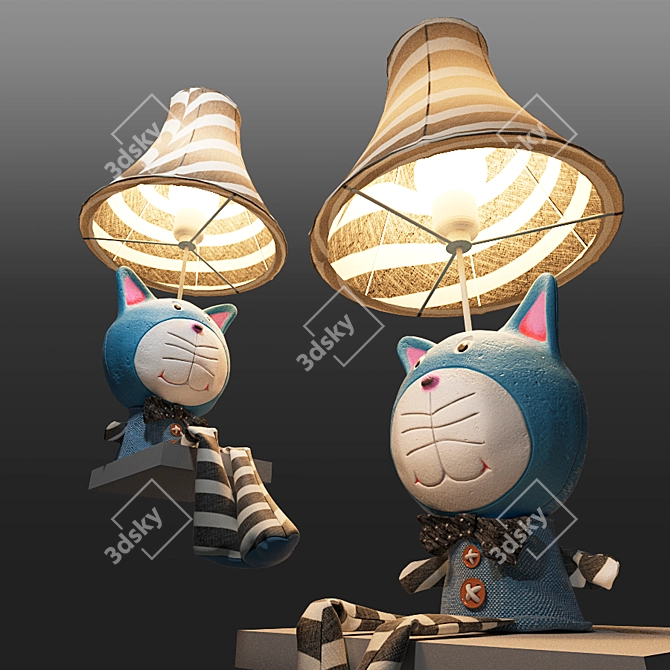 Kitty Kids Lamp: Adorable Cat Head 3D model image 2