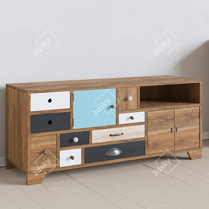 Birch Aquarelle Chest: Elite Design & Functionality 3D model image 1