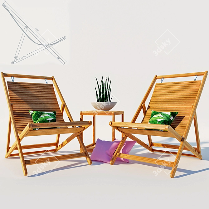 Title: Luxury Reclining Deck Chair 3D model image 1