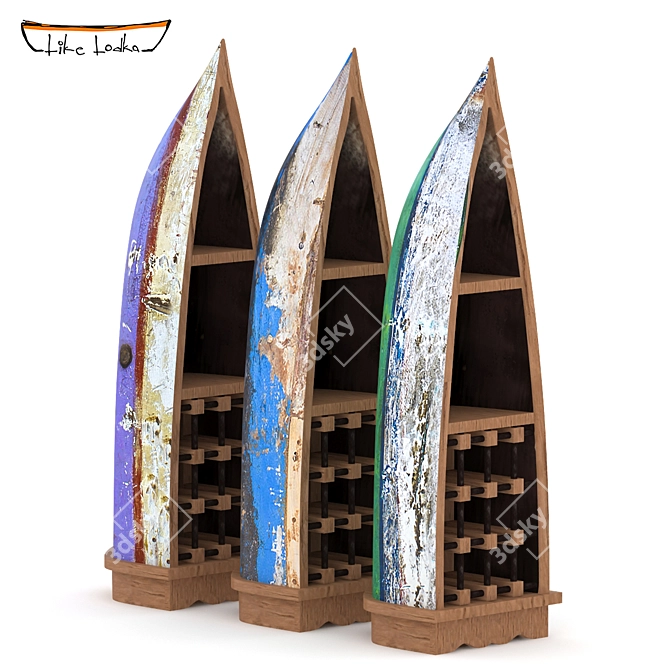 Nautical Wine Cabinet: Like Lodka 140cm 3D model image 1