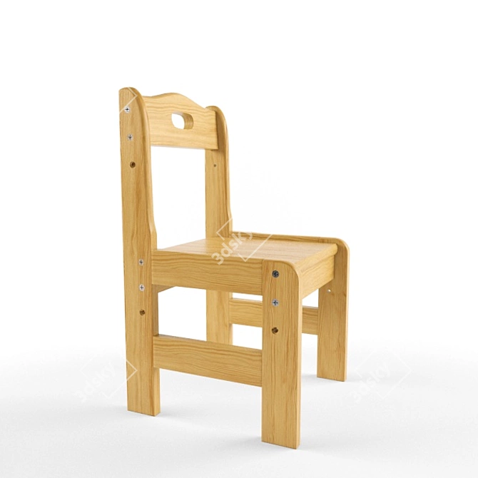 Adjustable Solid Wood Children's Chair 3D model image 1