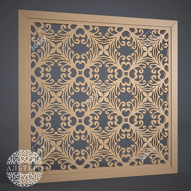 Elegant Carved MDF Panels 3D model image 1