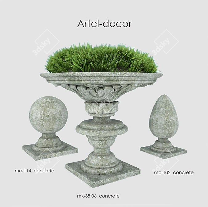 French Park Outdoor Decor Set 3D model image 1