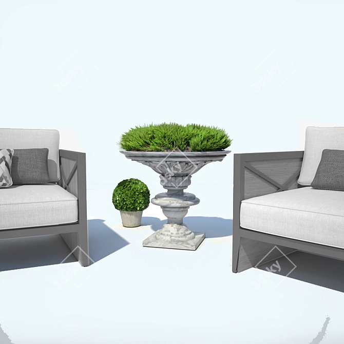 French Park Outdoor Decor Set 3D model image 3