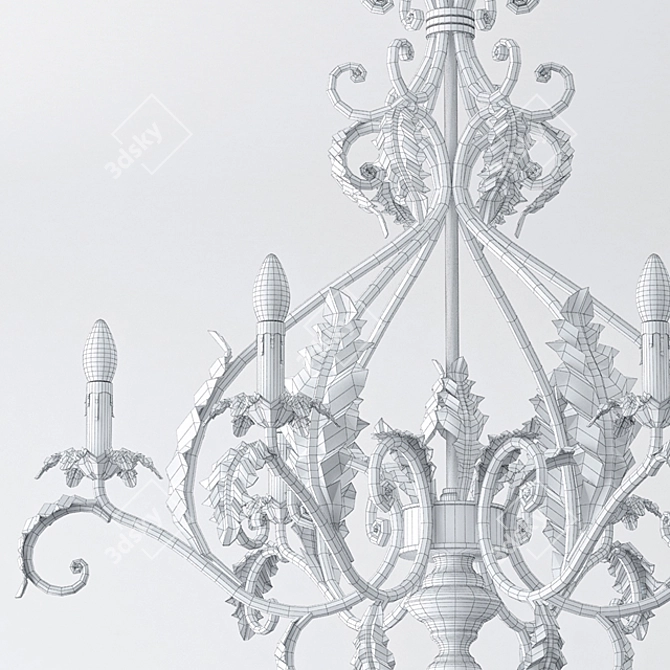 New Renaissance Chandelier - Black Metal, 6 Lights, 68x68x78cm 3D model image 3