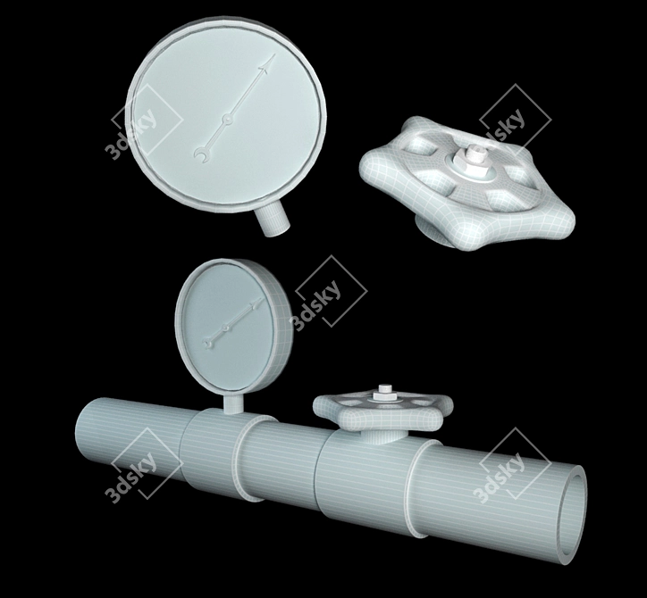 Vintage Loft Pressure Sensor & Valve 3D model image 2