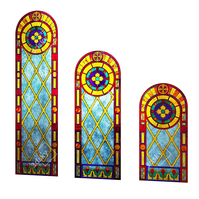 Archway Stained Glass Window – Multiple Sizes 3D model image 1