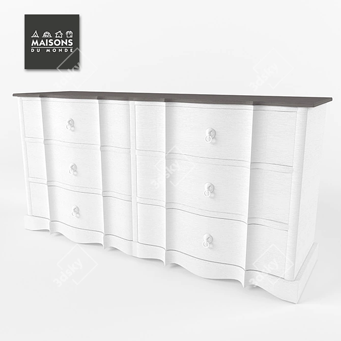 Elegant White MEDICIS Commode 3D model image 1