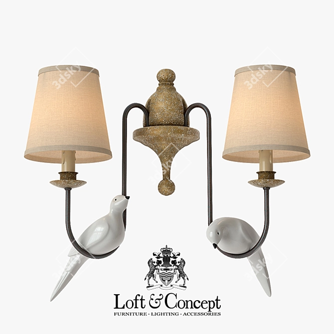 Norman Bird Wall Lamp: Elegant Double Bra 3D model image 1