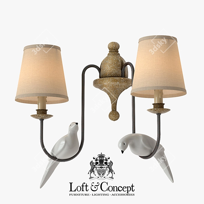 Norman Bird Wall Lamp: Elegant Double Bra 3D model image 2