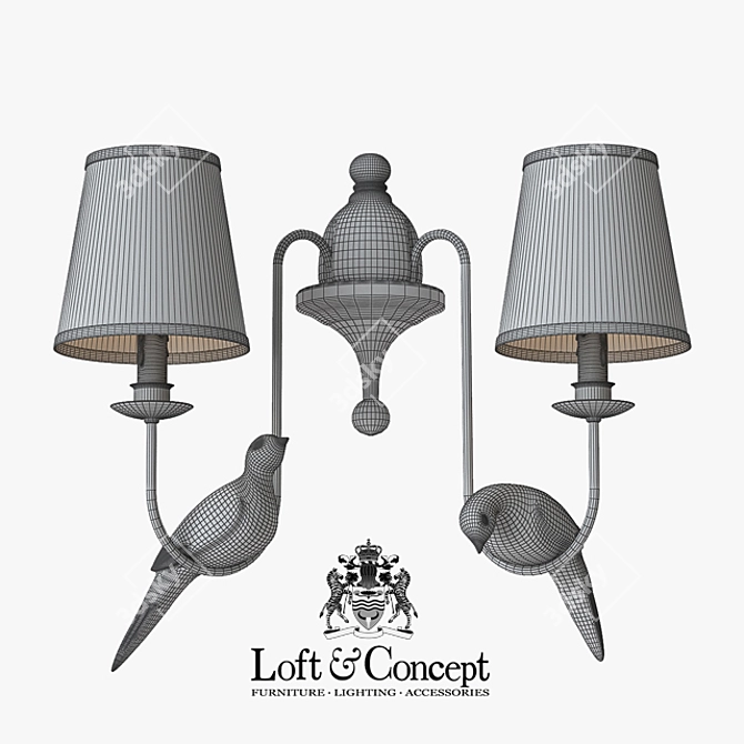 Norman Bird Wall Lamp: Elegant Double Bra 3D model image 3