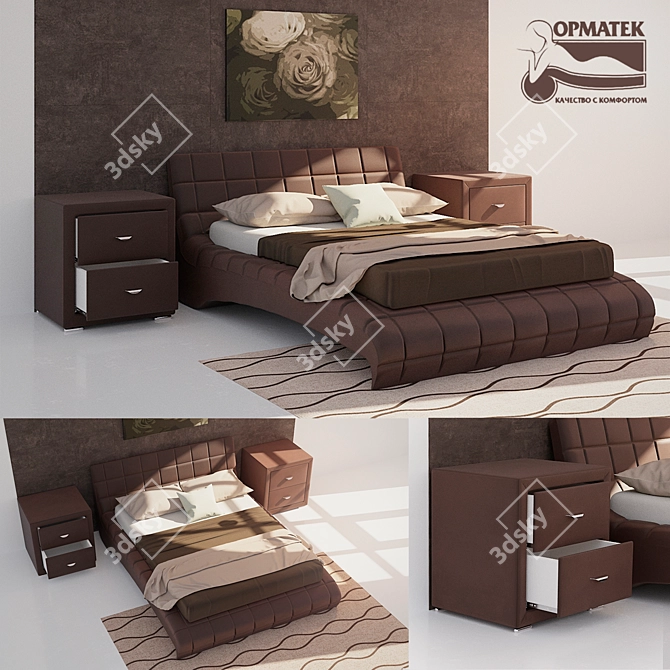 Nuvola 1 Bed & ORMA Soft 2 Nightstands 3D model image 1