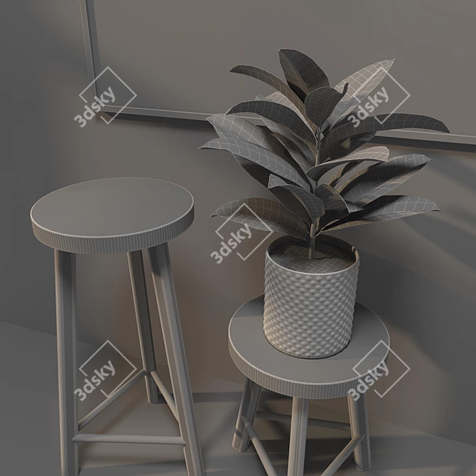 Brass Calypso Stool: Elegant Gold Accent 3D model image 3