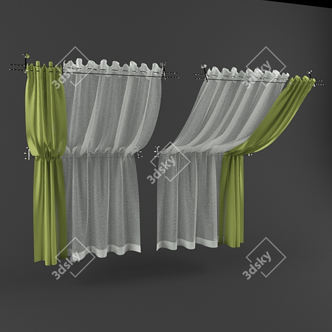 Attic 30° Curtains: Sleek & Stylish 3D model image 1