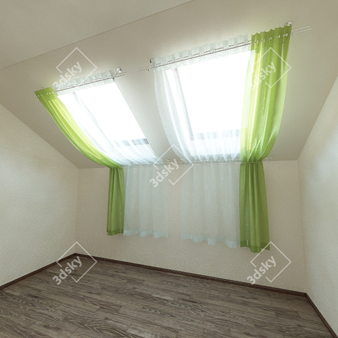 Attic 30° Curtains: Sleek & Stylish 3D model image 3