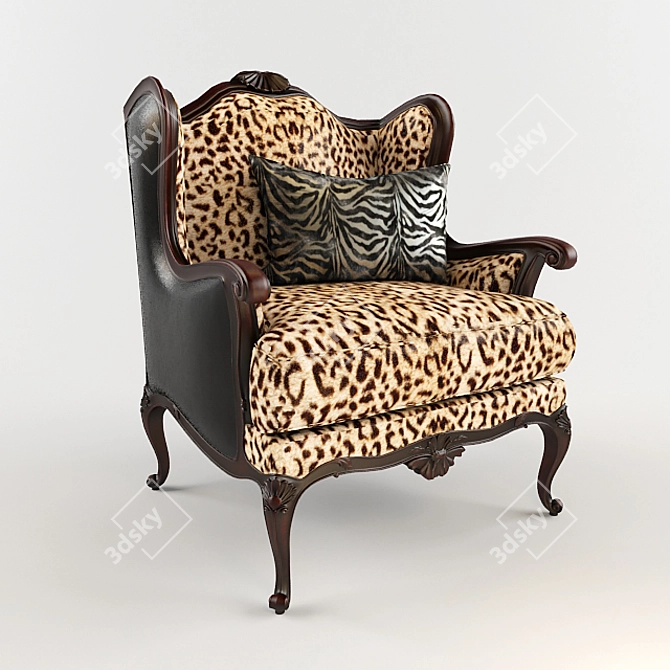 Sleek Leopard Leather Chair 3D model image 1