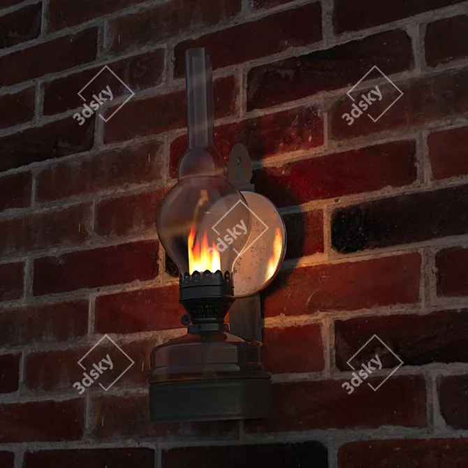 Vintage Kerosene Lamp 3D model image 2