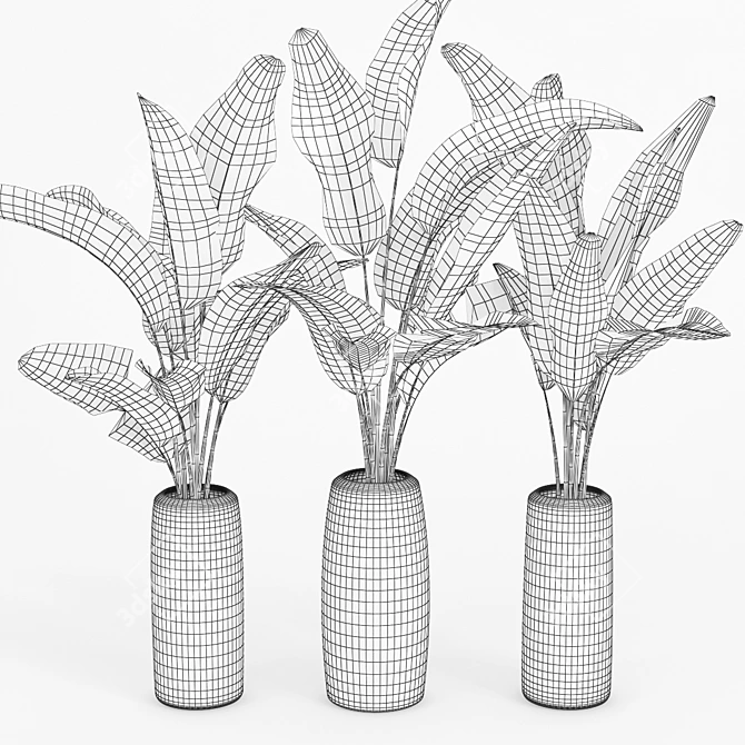 Tropical Striped Tall Vase 3D model image 2