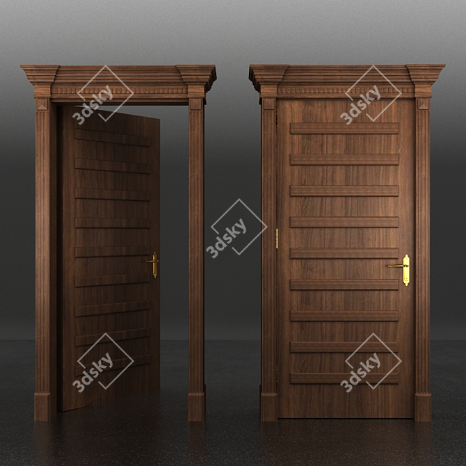 Beech Wood Door - Natural Elegance 3D model image 1