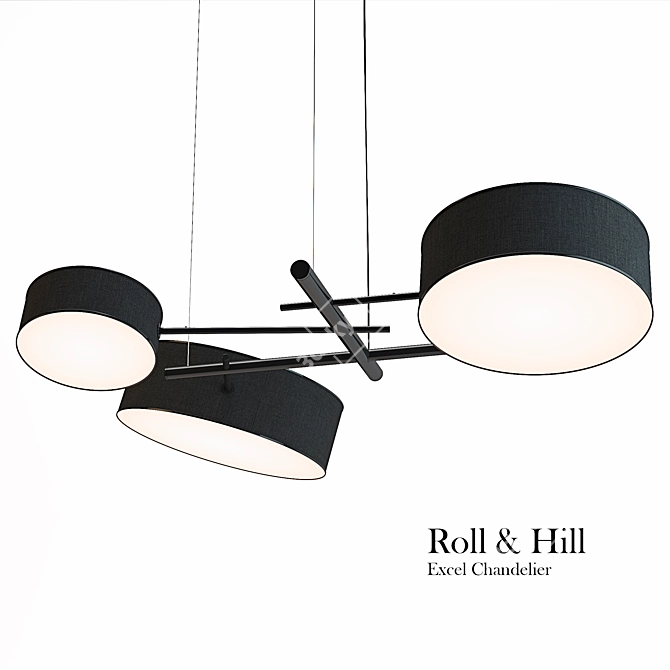 Contemporary Excel Chandelier - Roll & Hill 3D model image 1