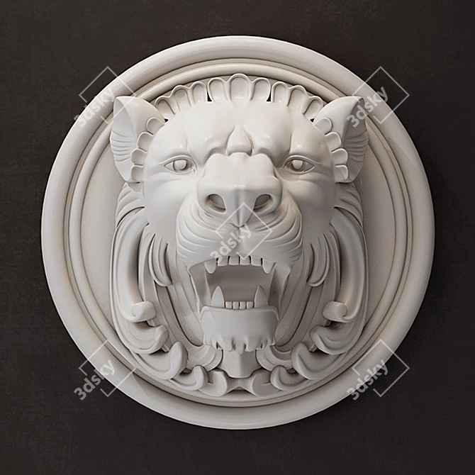 Regal Lion Sculpture - 590x590 mm 3D model image 1