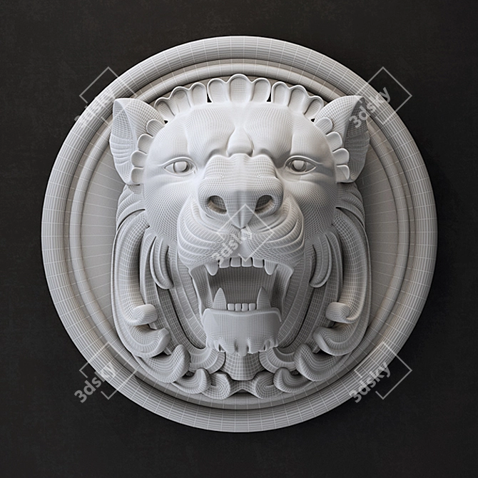 Regal Lion Sculpture - 590x590 mm 3D model image 3