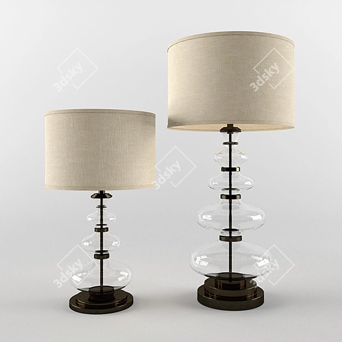 Elegant Glass Stacked Table Lamp 3D model image 2