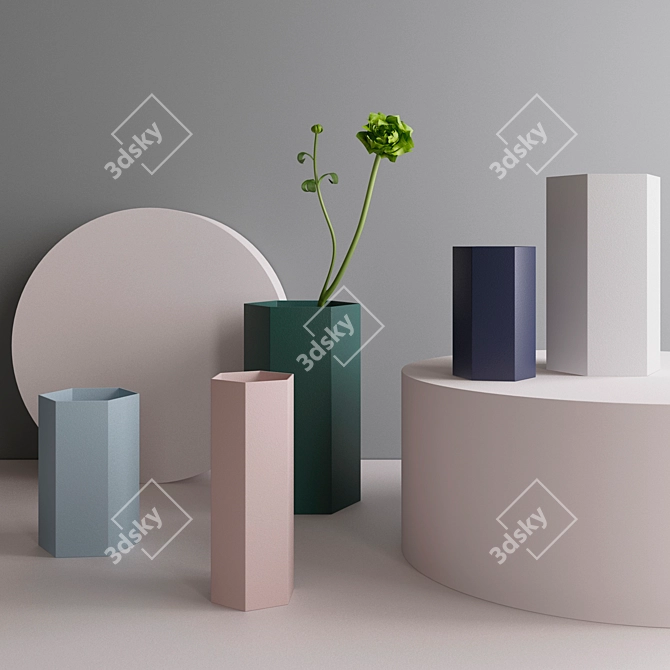 Minimalist Hexagon Vase by ferm LIVING 3D model image 1