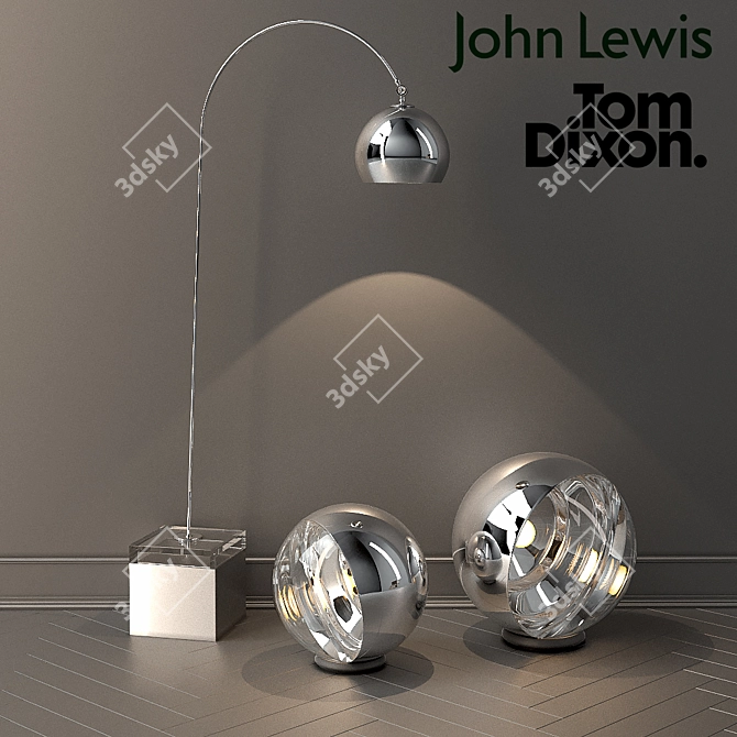 Stylish Floor Lamps by Jown Lewis & Tom Dixon 3D model image 1