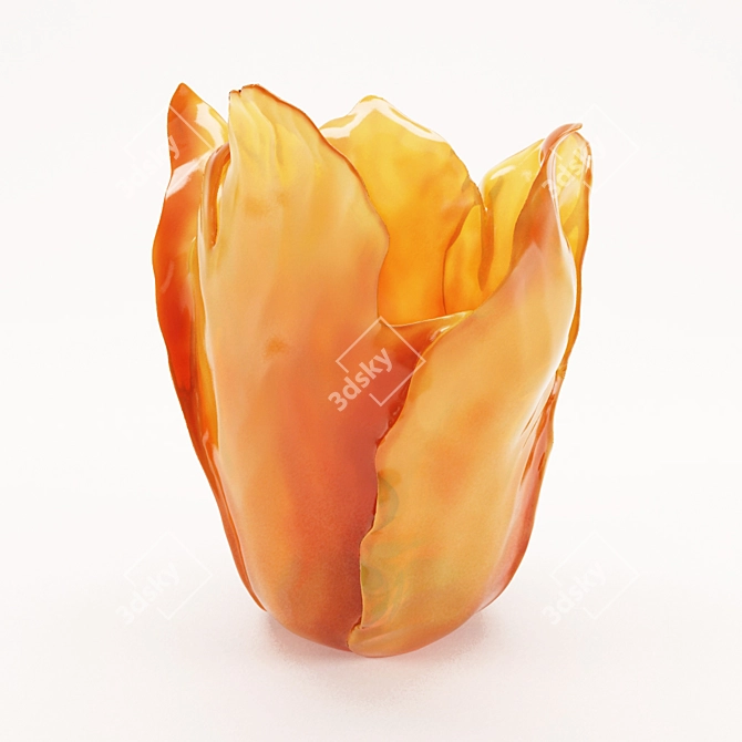 Title: Elegant Amber Glass Vase 3D model image 2