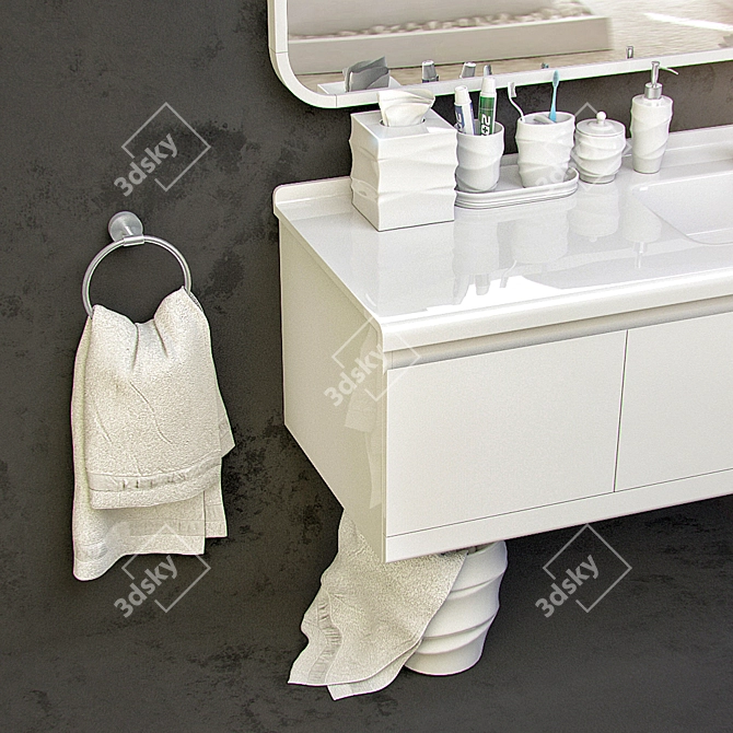 Modern Sink and Mirror Combo UV-3866 by APPOLLO 3D model image 2