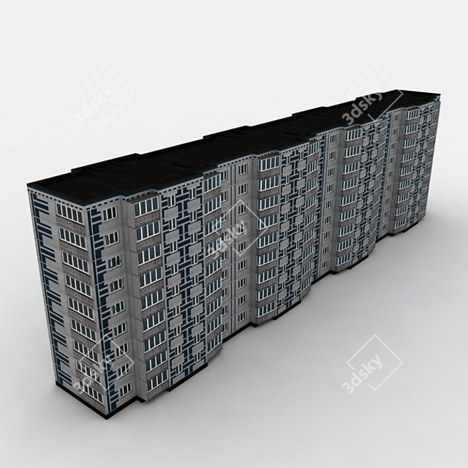 Modern 5-story Panel House 3D model image 2