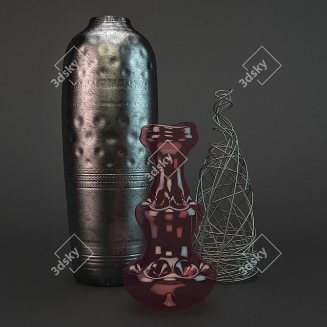 Elegant Vase Set 3D model image 1