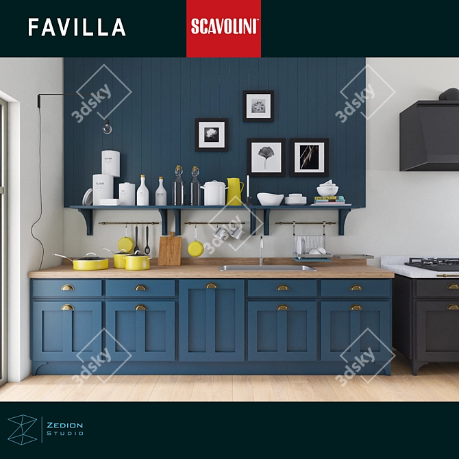 Stylish Favilla Scavolini Kitchen 3D model image 1
