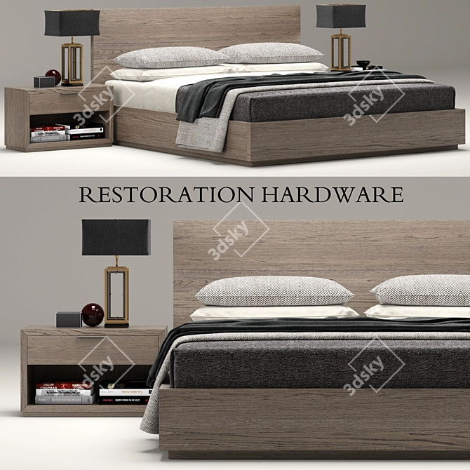 Sleek RH Modern Machinto Bed 3D model image 1