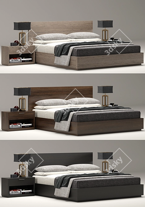 Sleek RH Modern Machinto Bed 3D model image 2