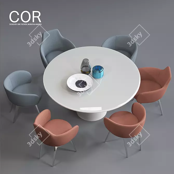 Modern Roc Chair and Conic Table Set 3D model image 3