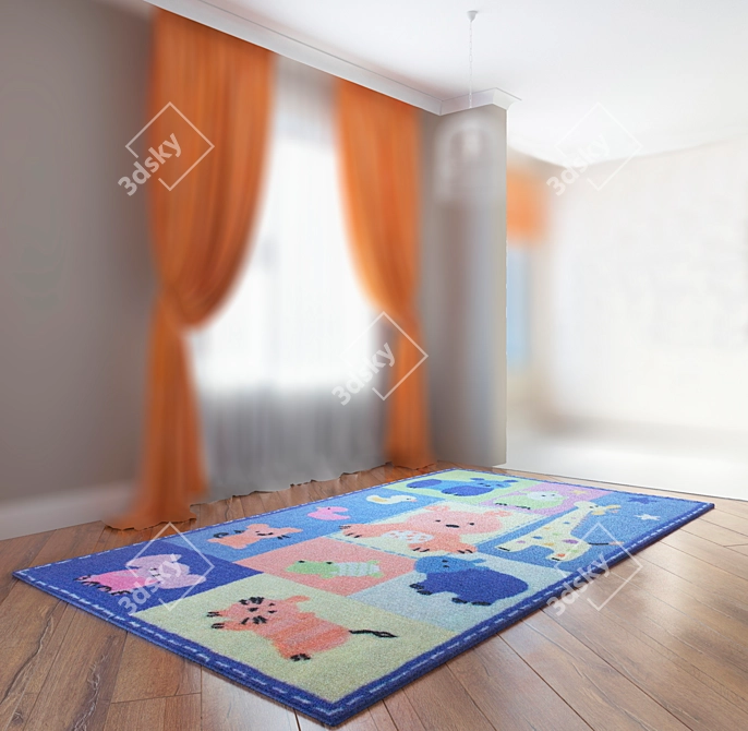 Zoo Babies: Adorable Kids Rug 3D model image 2