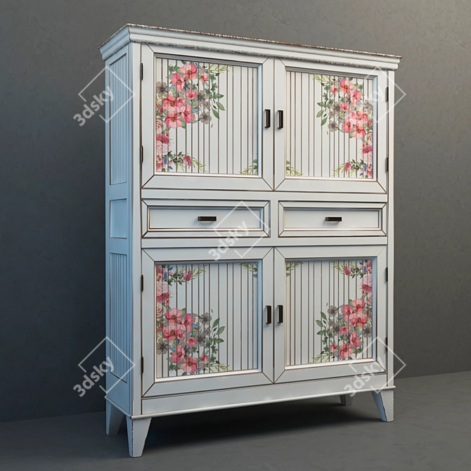 Floral Elegance Designer Wardrobe 3D model image 1